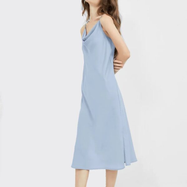 16 Momme Mulberry Silk Dress Bias Cut Sky Blue