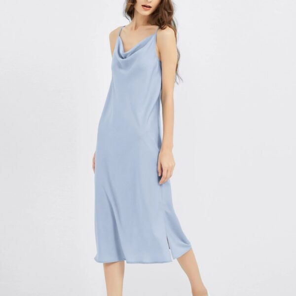 16 Momme Mulberry Silk Dress Bias Cut Sky Blue