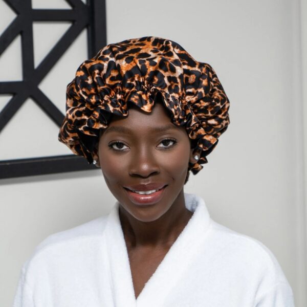 22 Momme Mulberry Silk Bonnet Double Layer Leopard 22 Momme Mulberry Silk Bonnet Double Layer Leopard