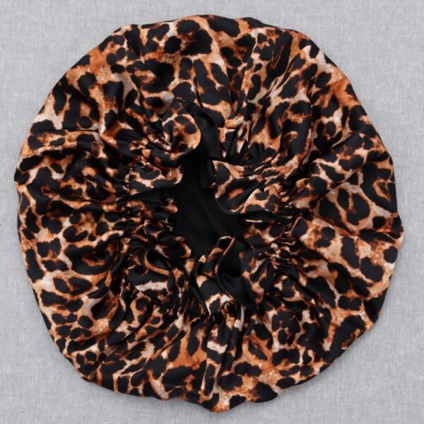 22 Momme Mulberry Silk Bonnet Double Layer Leopard