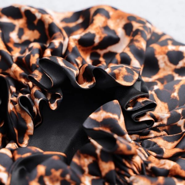 22 Momme Mulberry Silk Bonnet Double Layer Leopard 22 Momme Mulberry Silk Bonnet Double Layer Leopard