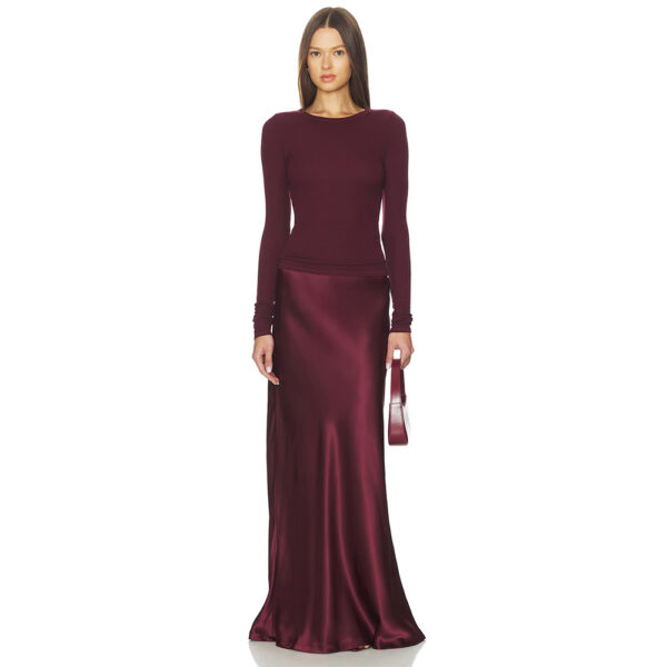 22 Momme Mulberry Silk Skirt Maxi Wine
