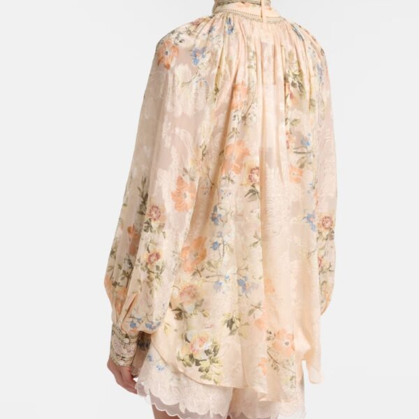 Silk Blouse Bow Collar Floral Silk Blouse Bow Collar Floral
