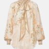 Silk Blouse Bow Collar Floral Silk Blouse Bow Collar Floral
