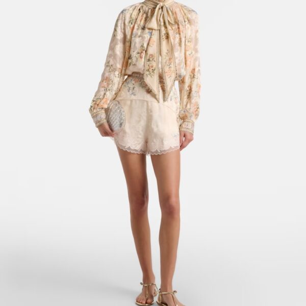 Silk Blouse Bow Collar Floral Silk Blouse Bow Collar Floral