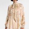 Silk Blouse Bow Collar Floral Silk Blouse Bow Collar Floral