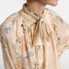 Silk Blouse Bow Collar Floral Silk Blouse Bow Collar Floral