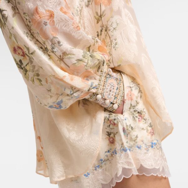 Silk Blouse Bow Collar Floral Silk Blouse Bow Collar Floral