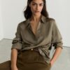 Шелковая блузка Button Down Sage