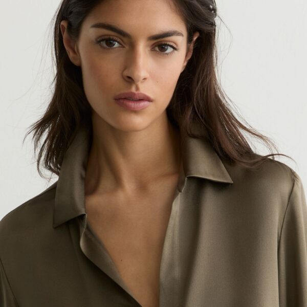 Silk Blouse Button Down Sage