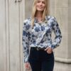 Blusa de seda plissada floral Blusa de seda plissada floral