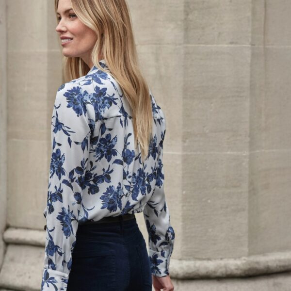 Silk Blouse Pleated Floral
