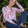 Blusa de seda plissada floral Blusa de seda plissada floral