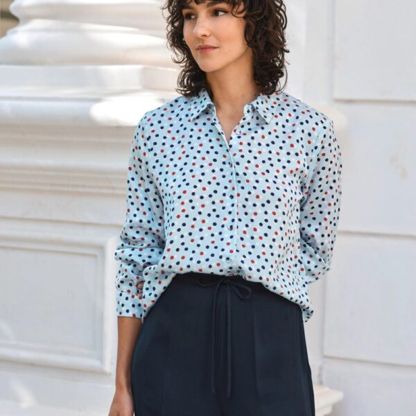 Silk Blouse Pleated Floral