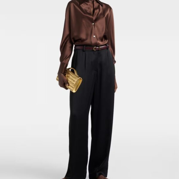 Blusa de seda Relaxed Fit Café