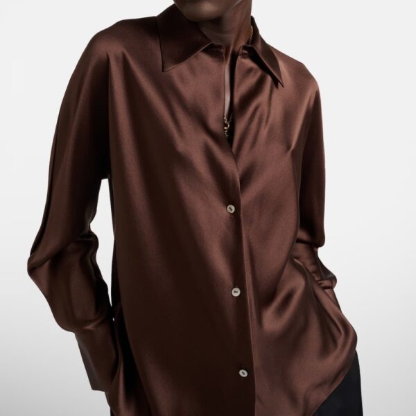 Blusa de seda Relaxed Fit Café