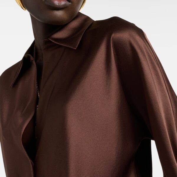 Blusa de seda Relaxed Fit Café