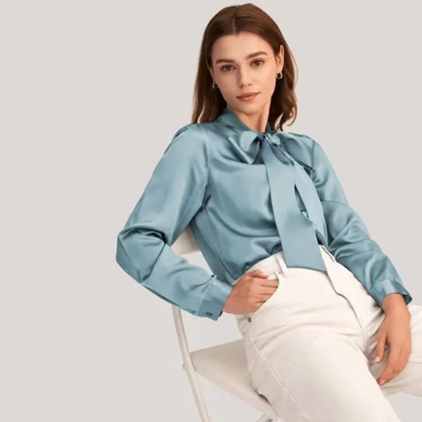 Silk Blouse Relaxed Fit Sky Blue