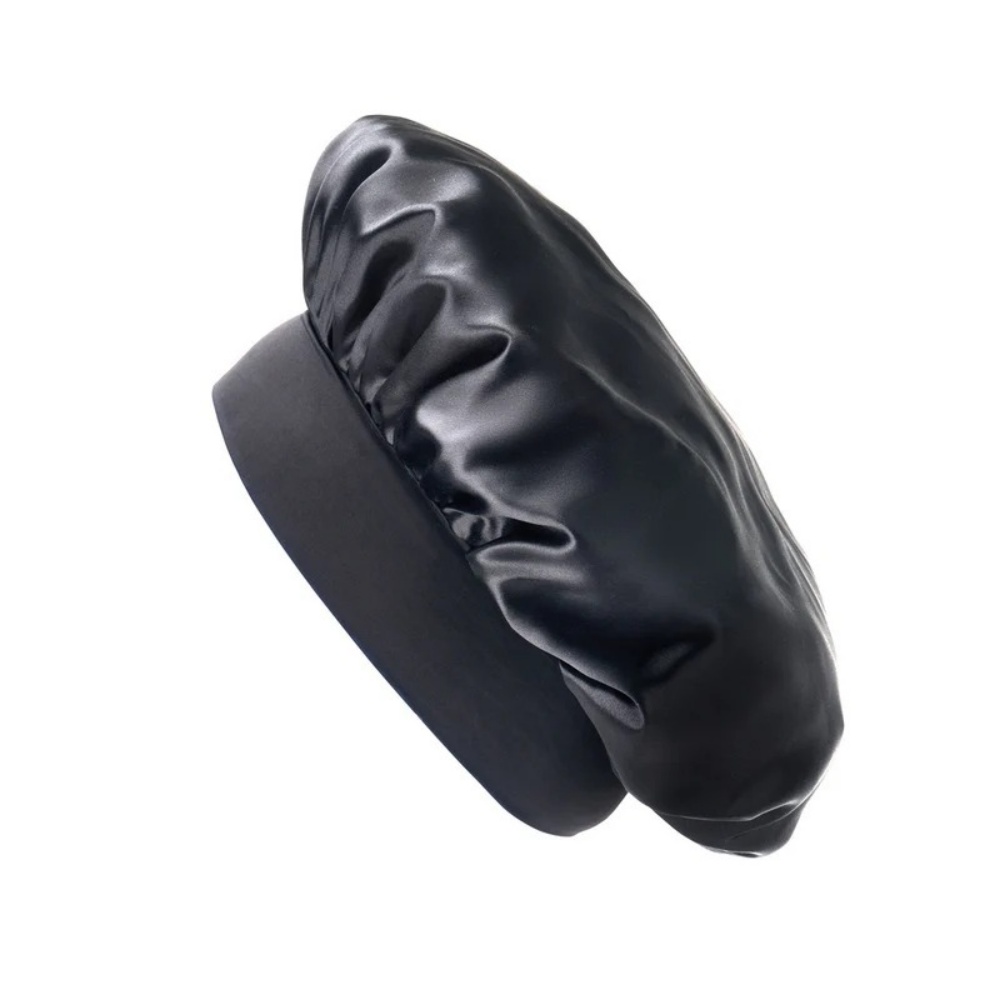 Startseite 12 Seidenhaube Breites Band Schwarz