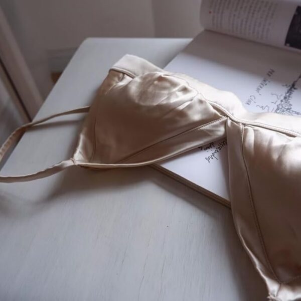 Silk Bralette Set French Cut Pearl