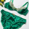 Seiden-Bralette Set Spitzenbesatz Smaragd Seiden-Bralette Set Spitzenbesatz Smaragd