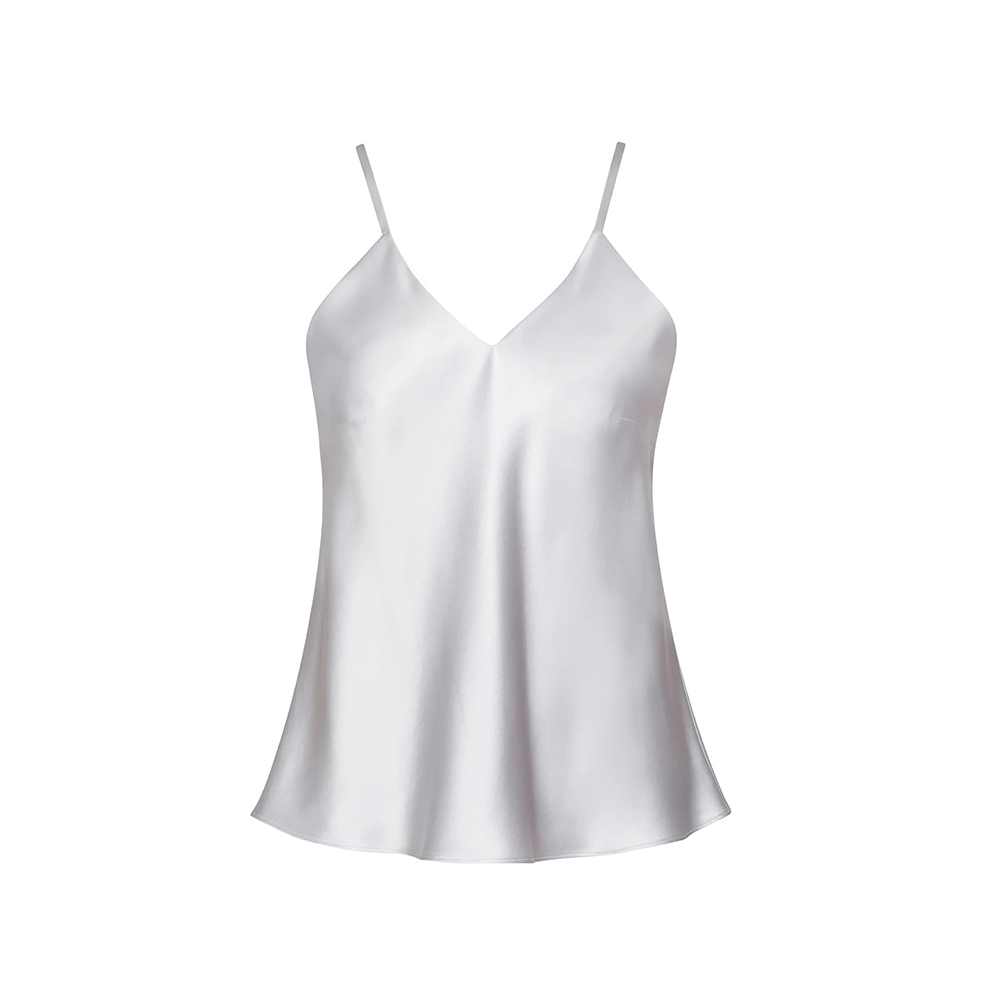 Startseite 10 Seiden-Cami-Tank Verstellbarer Riemen Silber