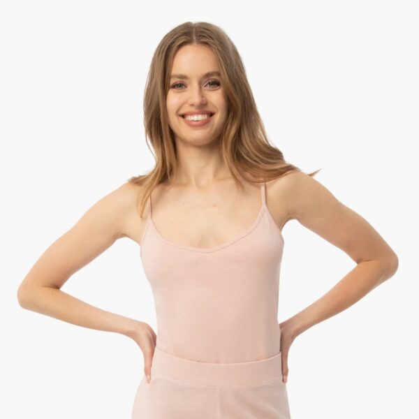 Silk Cami Tank Rib Trim Blush
