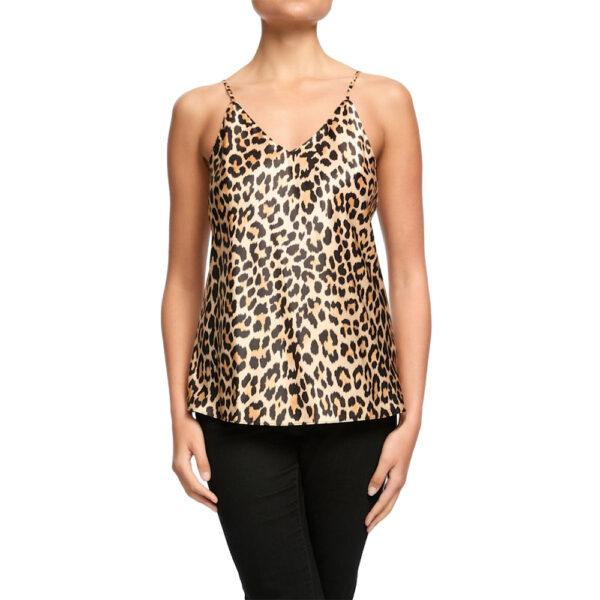 Seiden-Cami-Tank mit Rippenbesatz Leopard Seiden-Cami-Tank mit Rippenbesatz Leopard
