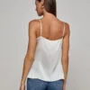 Silk Cami Tank Rib Trim Pearl Silk Cami Tank Rib Trim Pearl