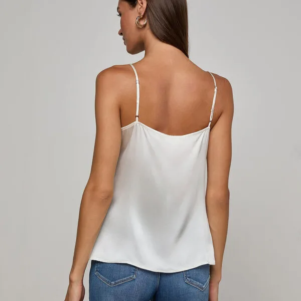 Silk Cami Tank Rib Trim Pearl Silk Cami Tank Rib Trim Pearl