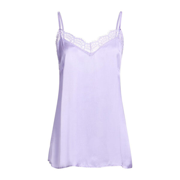 Silk Cami Top Lace Trim Lilac