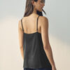 Silk Cami Top Rib Trim Black