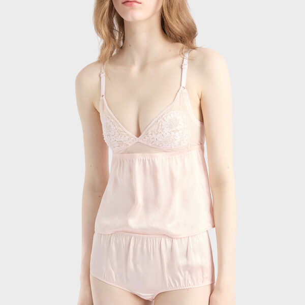Шелковый топ Cami с ребристой отделкой Rose Шелковый топ Cami с ребристой отделкой Rose