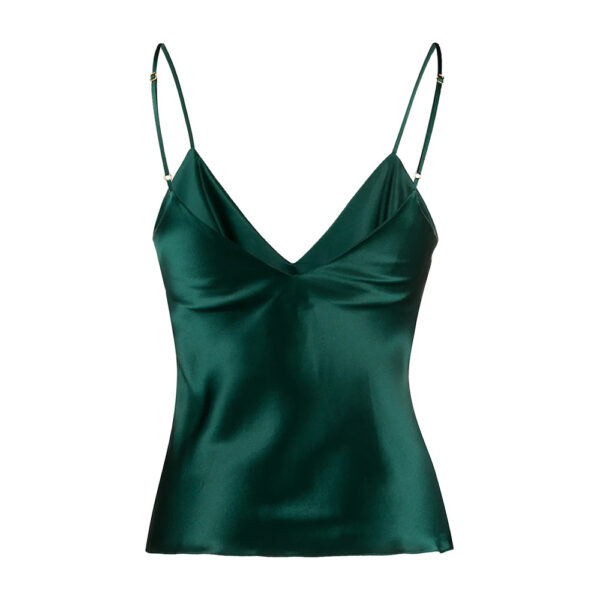 Silk Cami Top V Neck Emerald