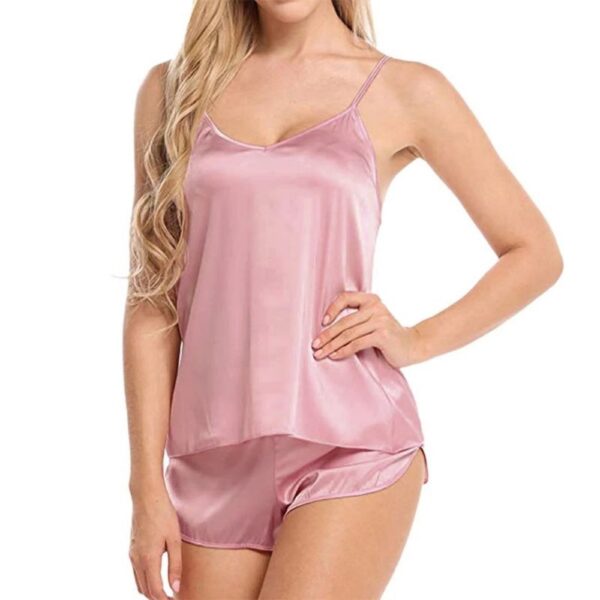 Silk Camisole Set Adjustable Strap Rose