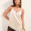 Silk Camisole Set Contrast Trim Pearl Silk Camisole Set Contrast Trim Pearl
