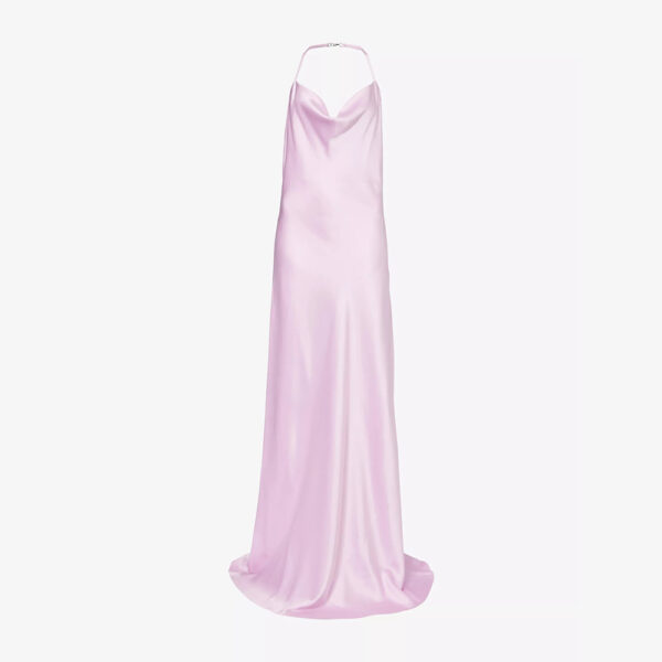 Silk Dress Backless Lilac