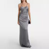Silk Dress Backless Silver