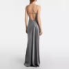 Silk Dress Backless Silver