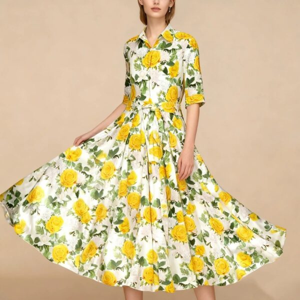Silk Dress Cowl Neck Floral