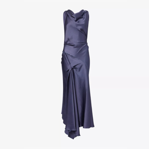 Silk Dress Maxi Navy