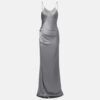 Silk Dress Midi Silver