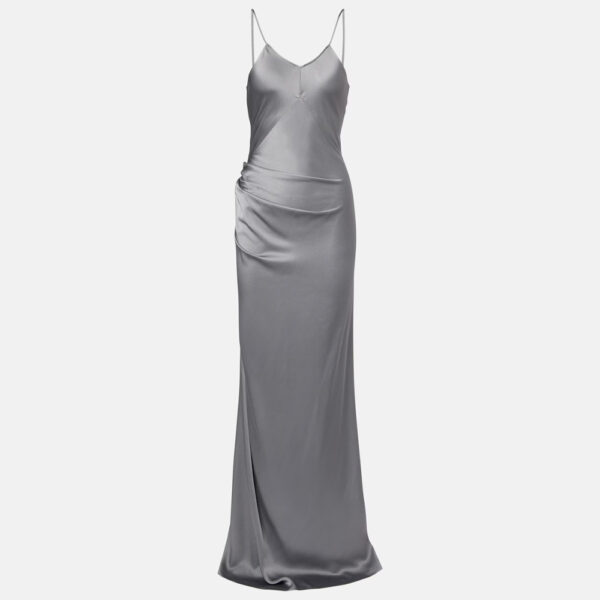 Silk Dress Midi Silver
