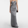 Silk Dress Midi Silver