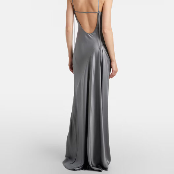 Silk Dress Midi Silver