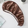 Asciugamano per capelli in seta a doppio strato Caffè Asciugamano per capelli in seta a doppio strato Caffè