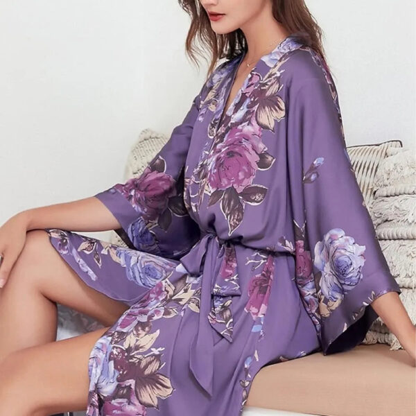 Silk Kimono Robe Jacquard Lilac Silk Kimono Robe Jacquard Lilac
