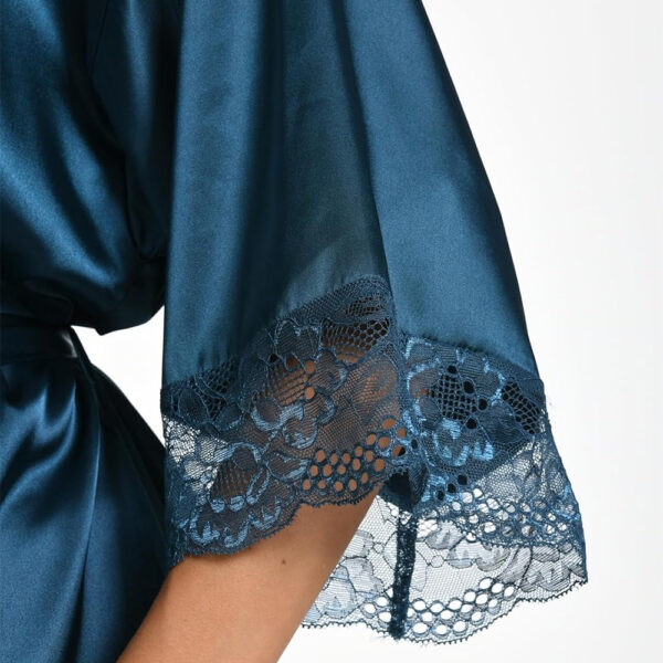 Silk Kimono Robe Mid Length Emerald