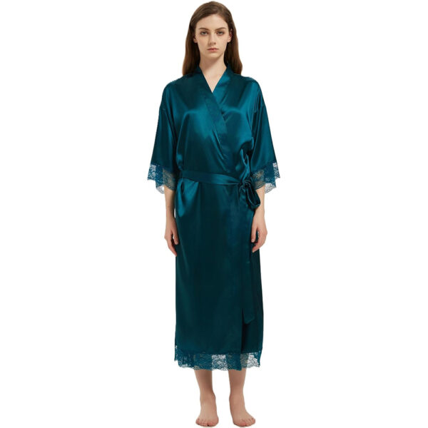 Silk Kimono Robe Mid Length Emerald Silk Kimono Robe Mid Length Emerald