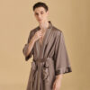 Silk Kimono Robe Piped Coffee Silk Kimono Robe Piped Coffee